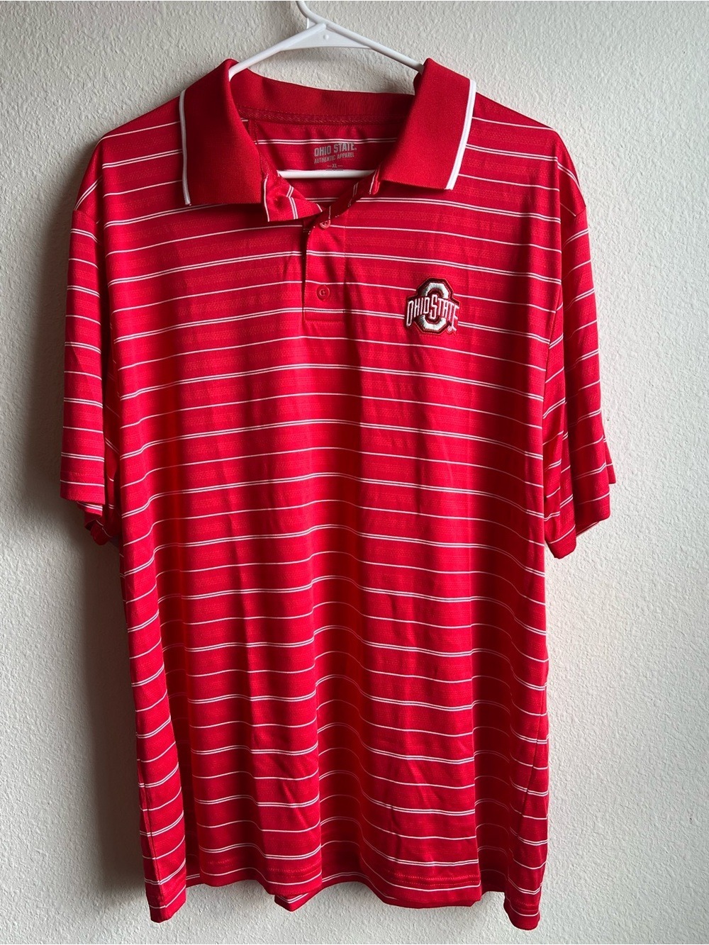 Ohio State Buckeyes Red Striped Golf Polo